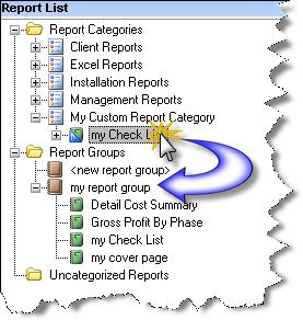 Click the [+] symbol next to the group name to see which reports are included.