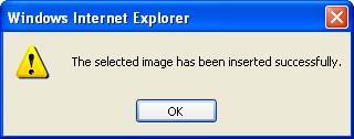 After you click Insert Selected Image, you should receive notice that you have successfully inserted your picture.