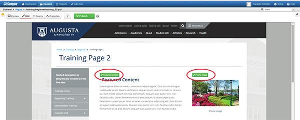 Editing a Page When logging in to the system to directly edit a page, there may be several editable regions available.