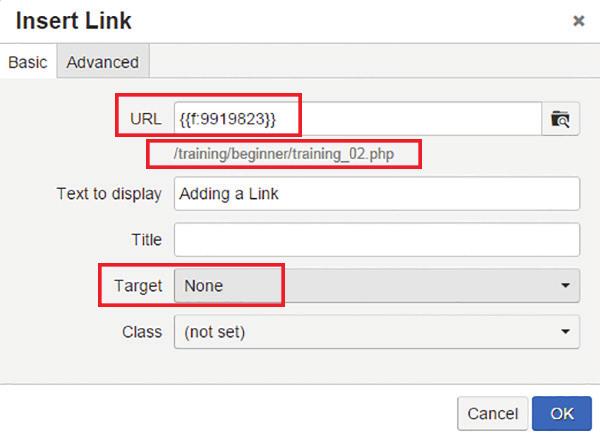 Links Dependency Manager By inserting a link via this method, OU Campus creates a series of letters and numbers tracking this particular link using the Dependency Manager.