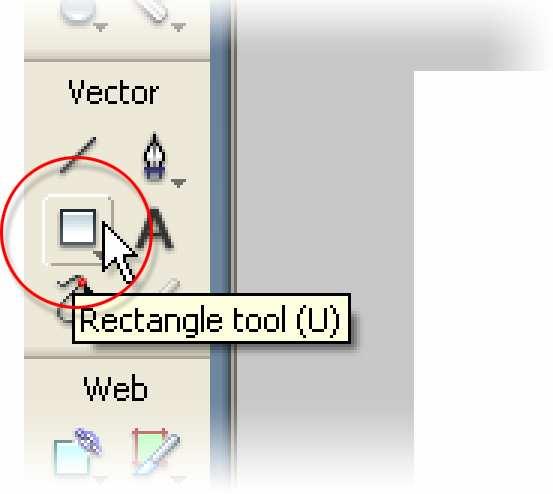 [C] Creating shapes and positioning 4. Select the Rectangle tool button on the Vector tools section of the main Toolbar (left-hand side of the workspace).