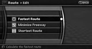 The screen will automatically return to the [Edit] screen after route calculation.