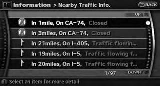 . Traffic Info. Settings: Allows you to confirm or change the settings for the traffic information related functions.