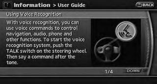 CONFIRMING HOW TO USE VOICE COMMANDS You can confirm how to use voice commands by accessing a simplified User Guide, which contains basic instructions and tutorials for several voice commands.