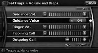 TURNING VOICE GUIDANCE ON/OFF You can activate or deactivate voice guidance and adjust the volume. 1. Push <ROUTE>. 3.