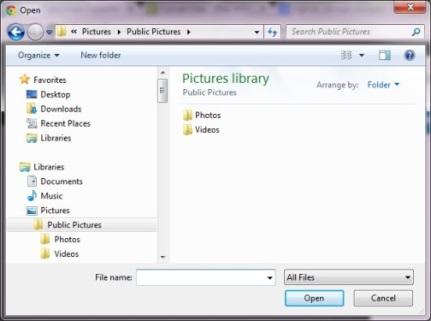 4 12. When you click on the Upload button, the Windows Explorer will automatically open allowing you to navigate to the location on your computer where your photo images have been stored: You can