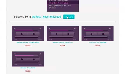 Once you have uploaded or selected your music you can then click on the