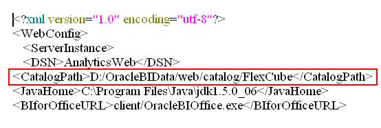 24. Open OracleBI\server\config\NQSConfig.INI and change the property as below: Star = FlexCube.rpd, DEFAULT; Under CACHE set ENABLE = NO 1.3.
