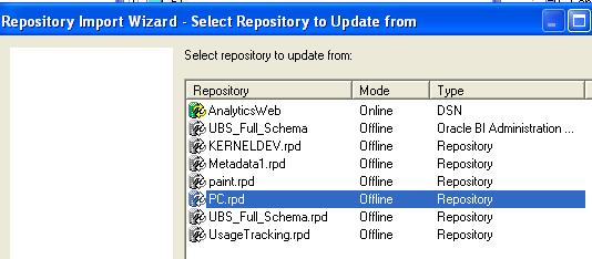 Note: Select Repository to update from will show the list of repositories available in