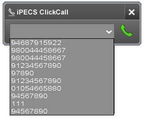 3. Click the Call button to place the call then your desktop phone will ring. ipecs ClickCall shows Dialing Ok message in the upper right of the window.