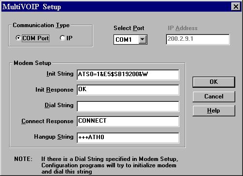 6 The following dialog box selects the COM port of your PC