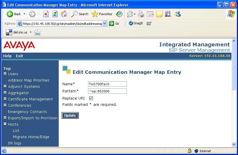 4. Communication Server Address Map continued Displayed below are the address maps configured in
