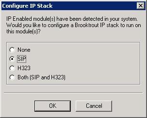 3. Configure IP Stack A Configure IP Stack window is displayed on