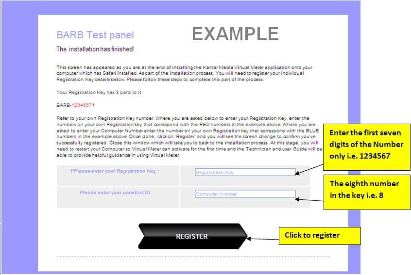 Figure 32: Web Page Populating the Information 11. The Registration completed message will appear.