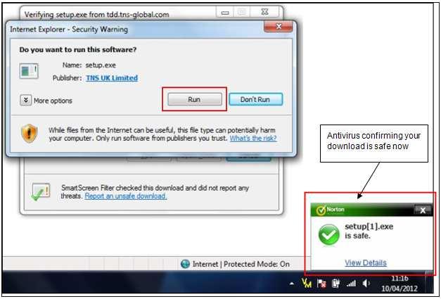 Figure 39: Antivirus does not block the download An example using Norton Antivirus 8.
