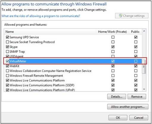 Figure 40: Firewall Settings Windows Vista