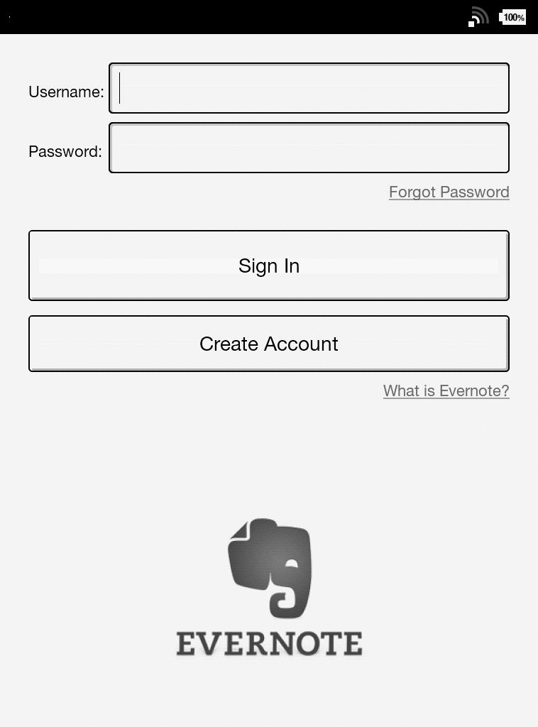Sign in to Evernote Evernote If you have an Evernote account, you can use it by typing your username and password. 1 Press the (Home) button tap [Applications] [Evernote Setup].