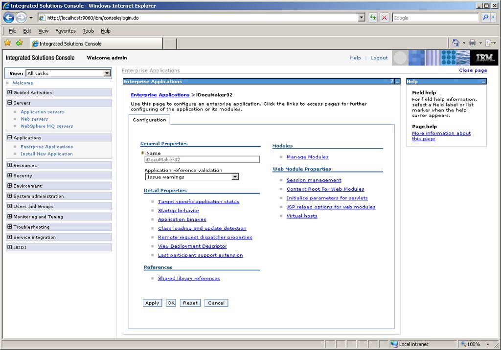 Setting Up idocumaker Managing the Web Module First, make sure the plug-in is installed.