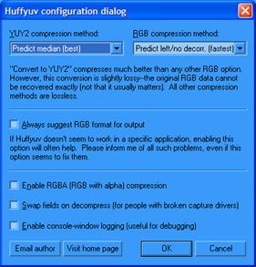 Huffyuv 2.1.1 Supports lossless compression in RGB and YUY2.