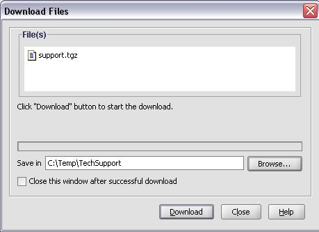 support.tgz file should be downloaded to and click Download.