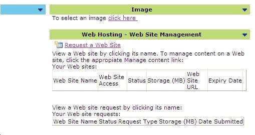 Tutorial 2 Setting up and requesting approval for a web site The Web Hosting Web Site Management web part allows you to request approvals for web sites, manage the upload of content for approved web
