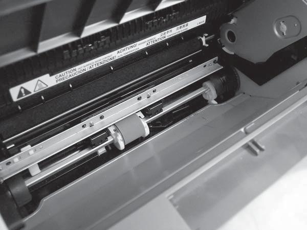 Pickup roller (product base) 1. Remove the print cartridge and locate the product pickup roller. See Print cartridge on page 95.