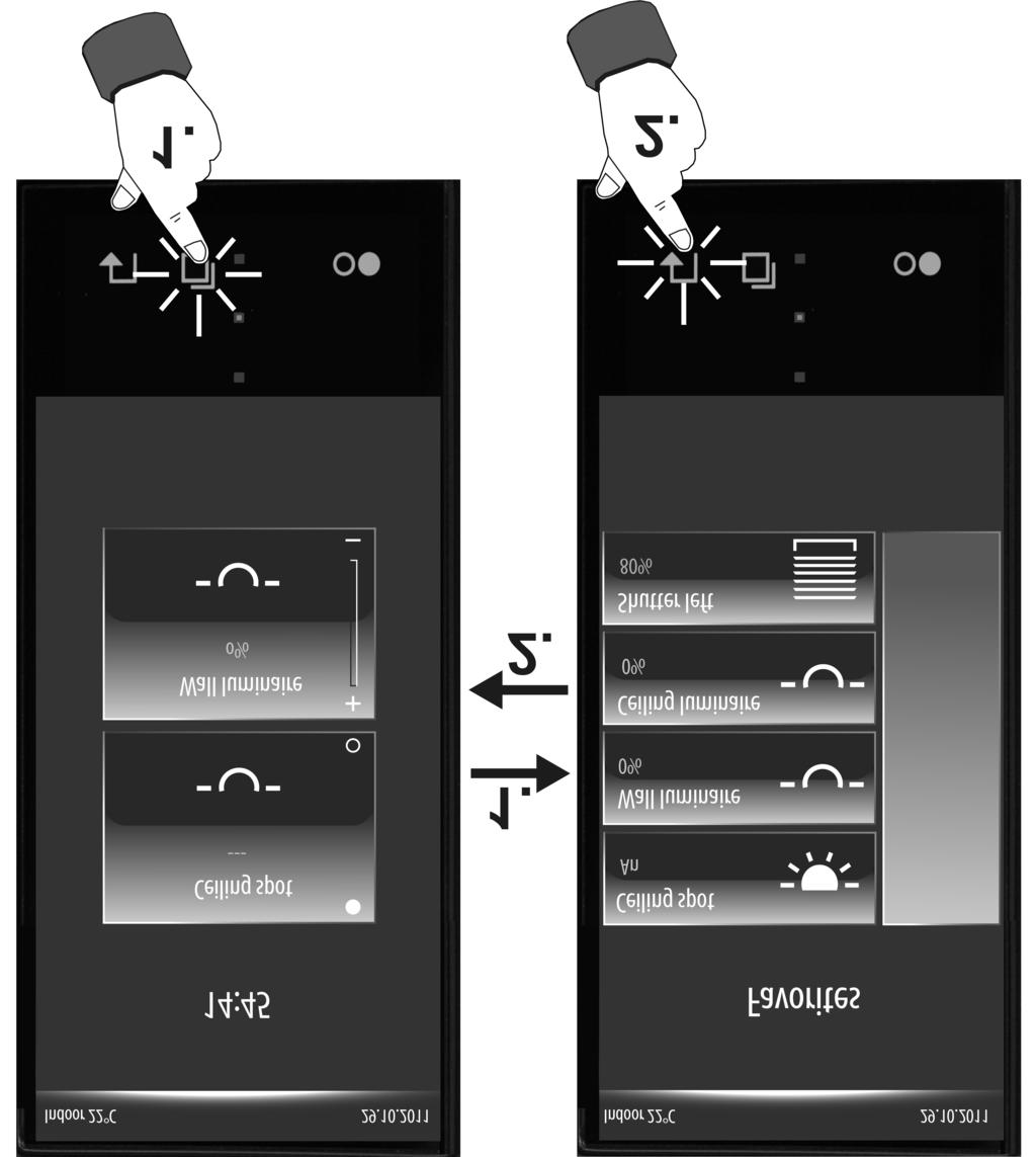 Figure 16: Example of switching over display pages using the sensor buttons.