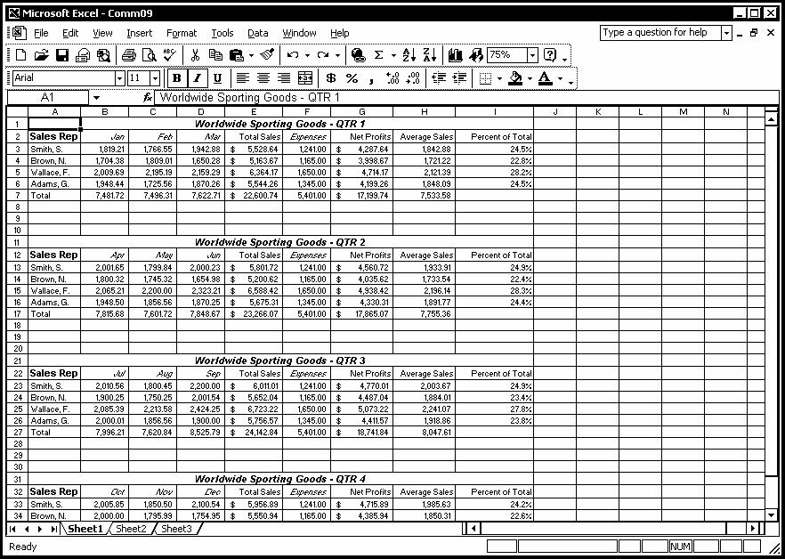 Excel 2002 - Lvl 2 Lesson 1 - Using Large Worksheets Procedures 1. Select the View menu. 2. Select the Zoom command. 3. Under Magnification, select the desired option. 4. Select OK.