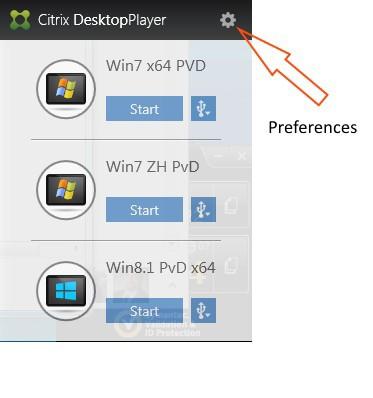 On the DesktopPlayer user interface, click the configuration icon at the upper right corner.