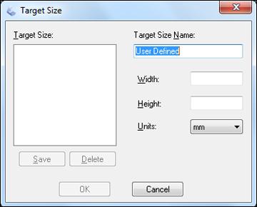 4. To create a scanned image size that is not available in the Target Size list, click the Customize option. 5.