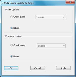 Changing Automatic Update Options Your printer software for Windows automatically checks for updates to the product driver and firmware.