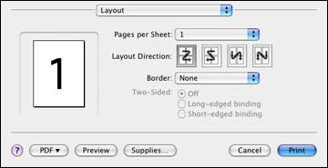 Parent topic: Selecting Basic Print Settings - Mac OS X 10.4 Selecting Print Layout Options - Mac OS X 10.