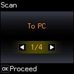 3. Press the arrow buttons to select a scan option and press the OK button. To PC saves your scan file directly to your computer or as an image capture in Mac OS X 10.6/10.7.