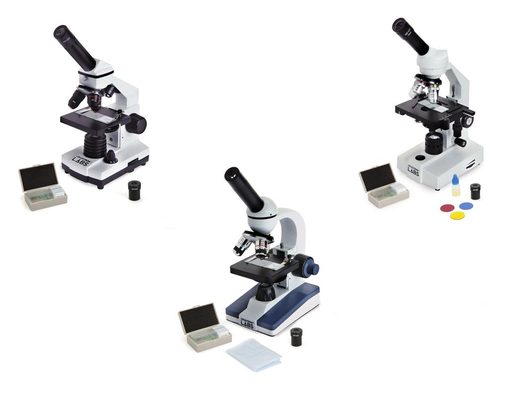 1000 CM1000C + Lab-ready compound microscope with 1000x power + 10x and 25x eyepieces with 4x, 10x and 40x objective lenses + View specimens at 40x, 100x, 250x, 400x, 1000x magnifi cation + All-metal