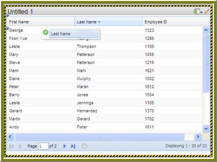 Dashboard Designer 13 Adjusting Column Width You can adjust the width of a column by clicking the right border of the column header and dragging it to the right or left.