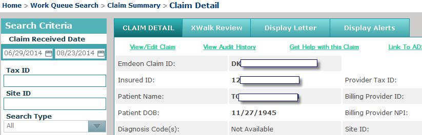 Note: This column is not displayed if a specific clearinghouse Claim ID was used in search criteria. 7.4.31 Claim Detail Report You can access a Claim Detail Report in two ways.