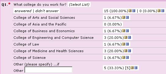 Show me all responses from people who selected College of Science). You can then view each response.