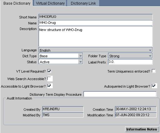Defining a Dictionary Figure 6 5 Tabs in the Define Dictionaries Window 2. Choose whether you want to create a base, filter, or virtual dictionary.