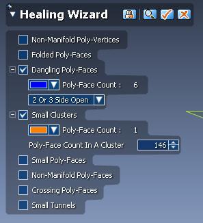 For Simplify, make the Reduction Ratio 60%, then click the check mark: For Healing Wizard, check all the boxes, then click the check mark: For