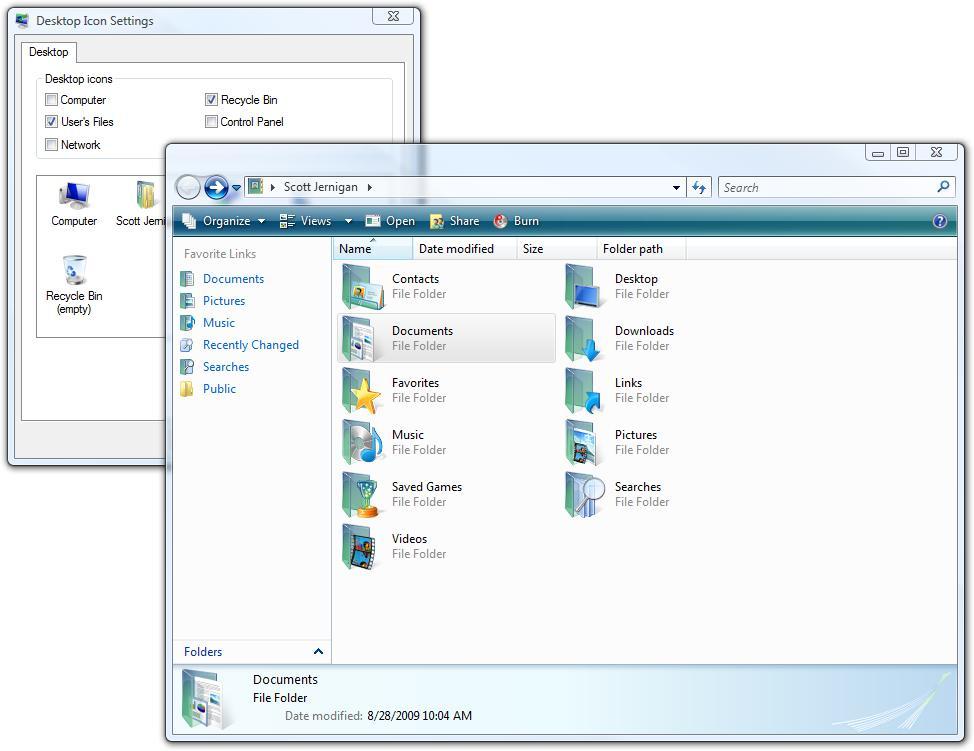 User s Files (Windows Vista and 7) Windows Vista/7 Documents, Pictures, Music, Video