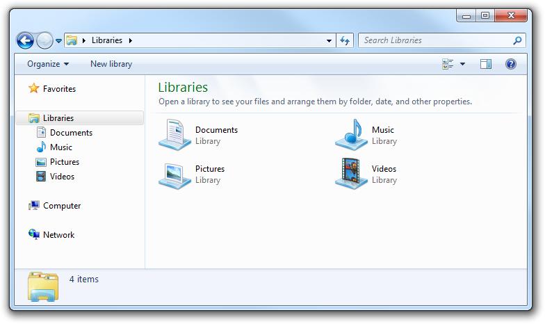 Libraries (Windows 7) Windows 7 Libraries Aggregates folders from multiple locations Places them in a single, easy-to-find spot in
