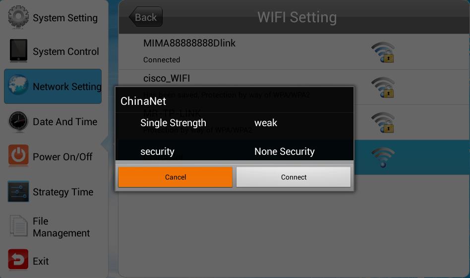 Navigate to your Wi-Fi network from the list of available networks then press PLAY. This will then prompt you to input your password (if required).