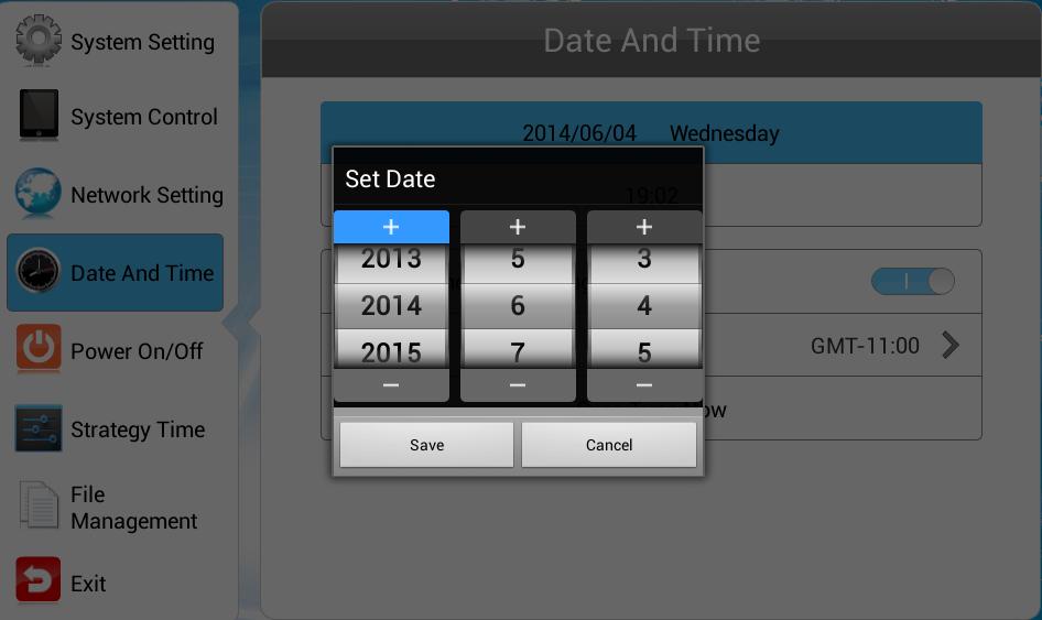 should be as follows: To set manual values first select the top date field by pressing PLAY.