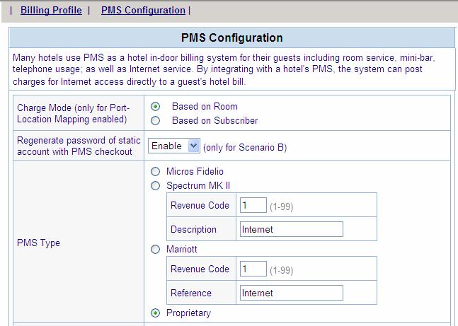 If the site does not have a listed PMS (Micros Fidelio, Spectrum MK II or Marriott, then select Proprietary and use Net Retriever software (a middleware between IAC4500 and other PMS systems) to