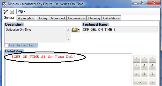 Nested Exception Aggregation on On-time Deliveries CKF: Create New Calculate