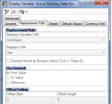 Comparing Date values: Create two different formula variables with Replacement Path as processing type and having Actual Delivery Date and Requested Delivery Dates as reference characteristics.