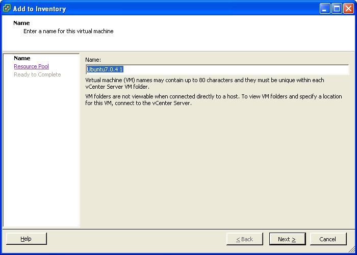 4, and right click on the '.vmx' file. Select 'Add to Inventory' from the context menu.