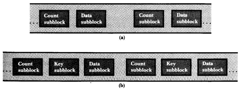 - Count subblock: counting the number bytes in the accompanied data block. - Key subblock: containing the key for the last record in the data block.
