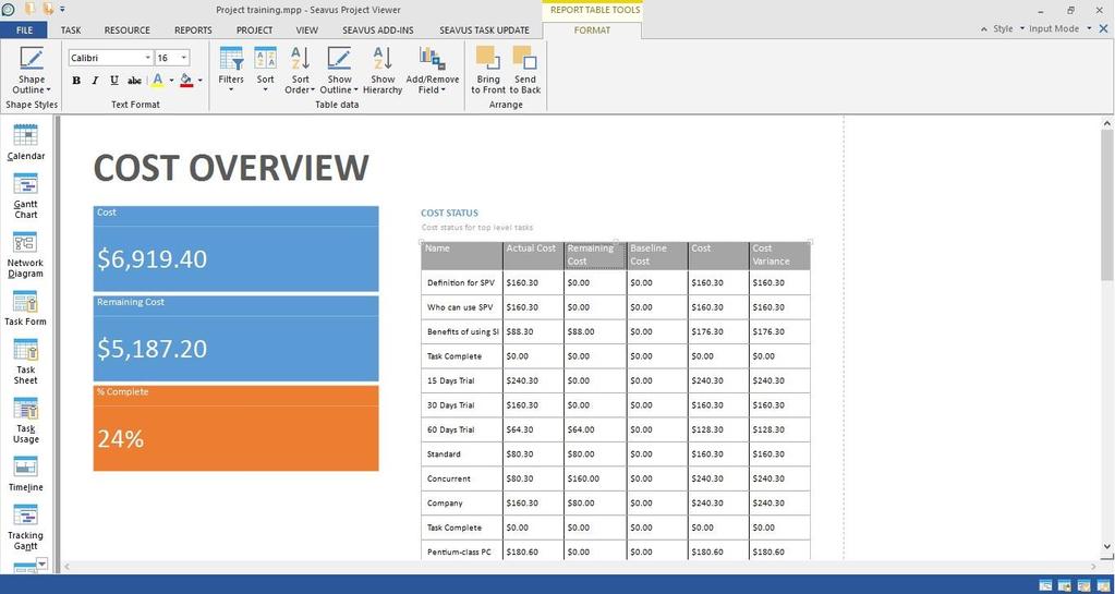 106 Customize the font, font size and the color of the report s label Format the line and the fill of the report s label Change the position and the size of the graphic s chart Change the position