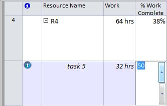 166 Figure 89. Updating % Work Complete The process of updating assignment s % Work Complete is more than easy. Just perform the following steps: 1. Select the assignment that you want to update 2.